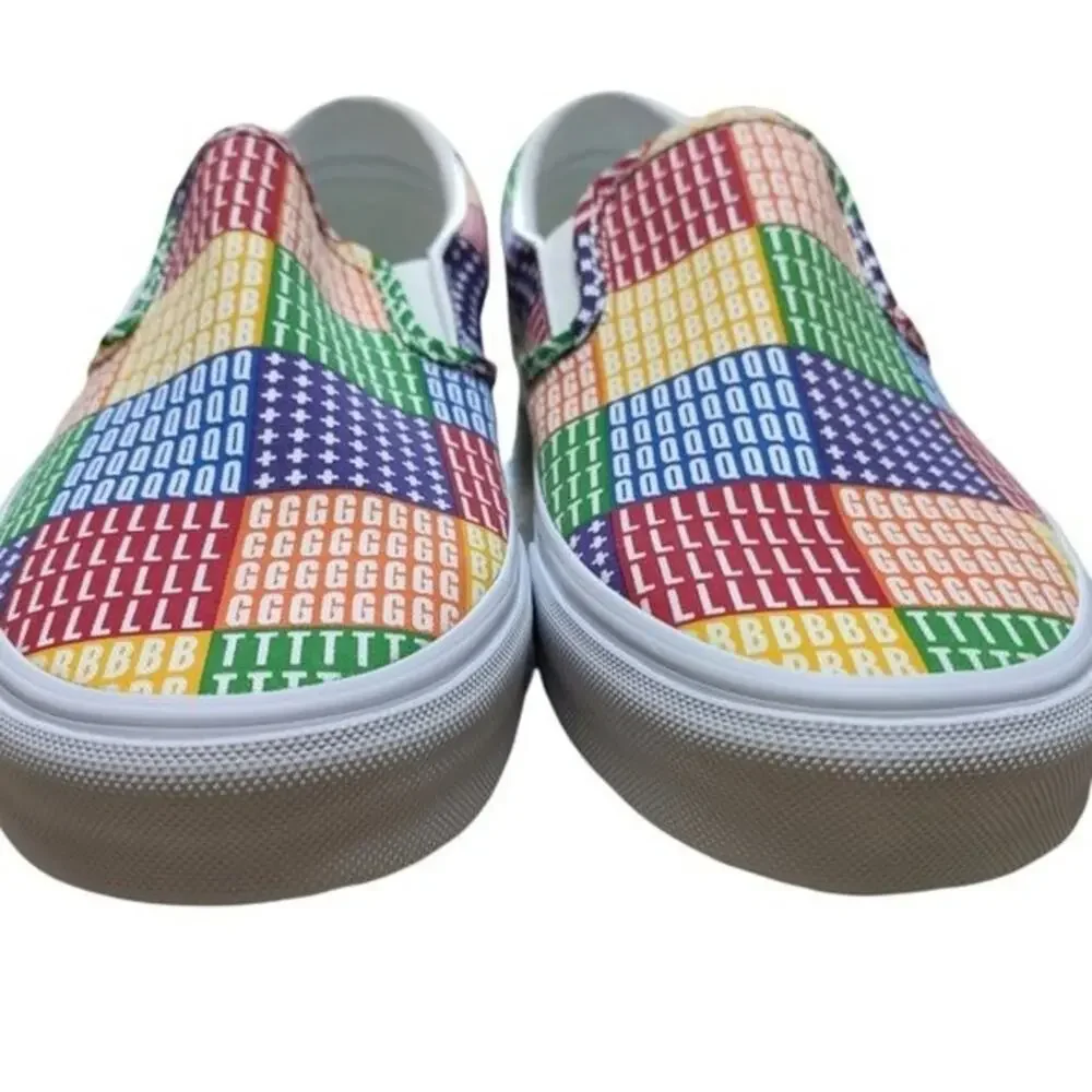 Vans Classic Slip On Pride Mens Multi color White Shoes Size 10